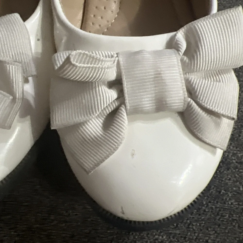 White Bow Mary Jane Flats Girls Toddler Kids Shoes‎ Size 13 Easter / Wedding